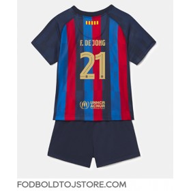 Barcelona Frenkie de Jong #21 Hjemmebanesæt Børn 2022-23 Kortærmet (+ Korte bukser)